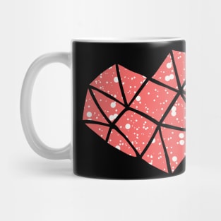 Love the world: Red heart with white paint spatters Mug